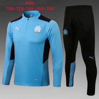 Enfant Survetement Training Marseille 2022 Bleu Noir Pas Cher