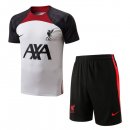 Maillot De Foot Entrainement Liverpool Ensemble Complet 2022-2023 Blanc Gris Pas Cher