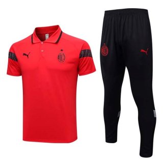 Polo AC Milan Ensemble Complet 2023-2024 Rouge Noir