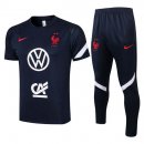 Maillot De Foot Entrainement France Ensemble Complet 2022 Bleu Pas Cher