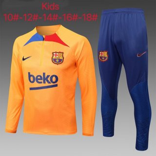 Enfant Survetement Training Barcelone 2023 Orange Bleu 2 Pas Cher