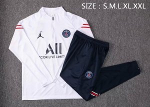 Survetement PSG 2021-2022 Blanc Noir Pas Cher