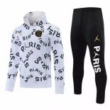 Sweat Shirt Capuche PSG 2021-2022 Blanc Noir Pas Cher