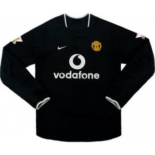 Thailande Maillot De Foot Manchester United Exterieur ML Retro 2003 2005 Noir Pas Cher