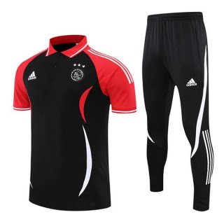 Polo Ajax Ensemble Complet 2022-2023 Noir Rouge Pas Cher