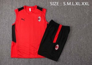 Maillot De Foot AC Milan Sans Manches 2022 Rouge Noir Pas Cher