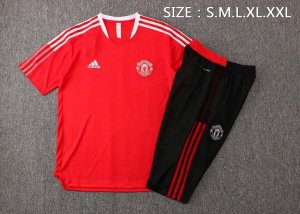 Maillot De Foot Entrainement Manchester United Ensemble Complet 2022 Rouge Noir Pas Cher