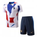 Maillot De Foot Entrainement France Ensemble Complet 2022-2023 Bleu Rouge Pas Cher