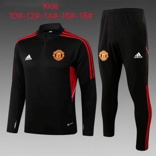 Enfant Survetement Training Manchester United 2023 Noir Pas Cher