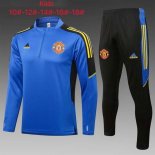 Enfant Survetement Training Manchester United 2022 Bleu Noir Pas Cher