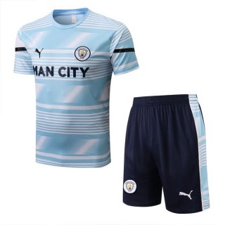 Maillot De Foot Entrainement Manchester City Ensemble Complet 2022-2023 Bleu Blanc Pas Cher