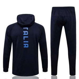 Sweat Shirt Capuche Italie 2022 Bleu Pas Cher