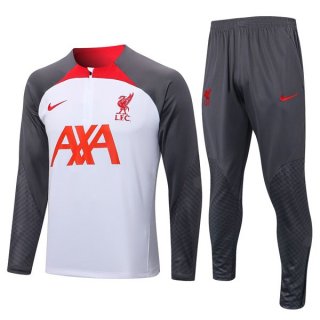 Survetement Training Liverpool 2022-2023 Blanc Gris Pas Cher