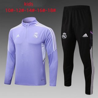 Ninos Survetement Training Real Madrid 2022-2023 Purpura Noir Pas Cher