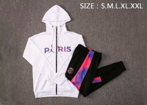 Sweat Shirt Capuche PSG 2021-2022 Blanc Purpura Noir Pas Cher