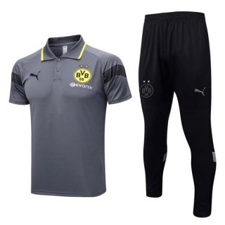 Polo Borussia Dortmund Ensemble Complet 2023-2024 Gris Noir