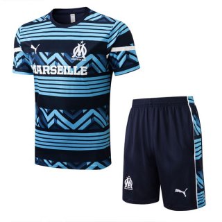 Maillot De Foot Entrainement Marseille Ensemble Complet 2022-2023 Bleu Pas Cher