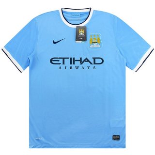 Thailande Maillot De Foot Manchester City Domicile Retro 2013 2014 Bleu Pas Cher