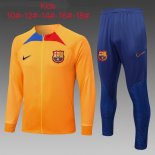 Enfant Survetement Barcelone 2023 Orange Bleu Pas Cher