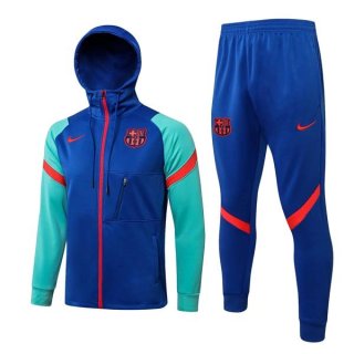 Sweat Shirt Capuche Barcelone 2022 Bleu Vert Pas Cher