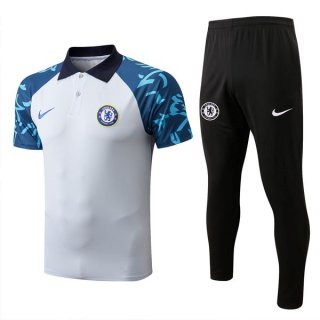 Polo Chelsea Ensemble Complet 2022-2023 Blanc Pas Cher