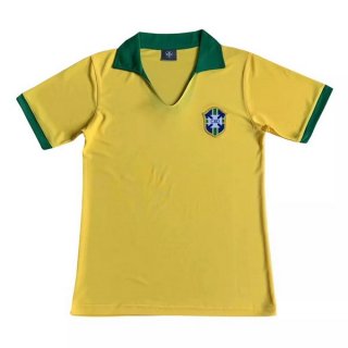 Thailande Maillot De Foot Brésil Domicile Retro 1957 Jaune Pas Cher