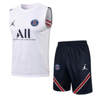 Maillot De Foot Paris Saint Germain Sans Manches Ensemble Complet 2022 Blanc Pas Cher