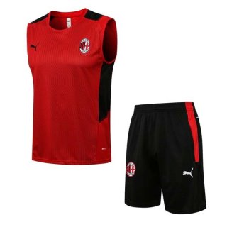 Maillot De Foot AC Milan Sans Manches 2022 Rouge Noir Pas Cher