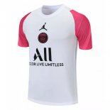 Maillot De Foot Entrainement Paris Saint Germain 2021-2022 Blanc Rose Pas Cher