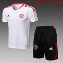 Maillot De Foot Entrainement Manchester United Ensemble Complet 2022 Blanc Noir Pas Cher