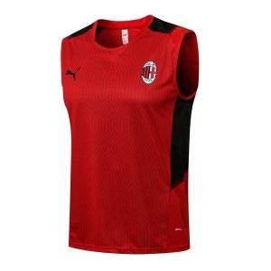 Maillot De Foot AC Milan Sans Manches 2022 Rouge Noir Pas Cher