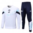 Survetement Training Manchester City 2022-2023 Blanc Bleu Pas Cher