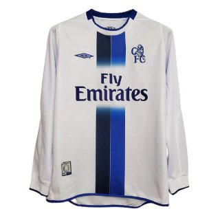 Thailande Maillot De Foot Chelsea Exterieur ML Retro 2003 2005 Blanc Pas Cher