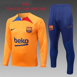 Enfant Survetement Training Barcelone 2023 Orange Bleu Pas Cher