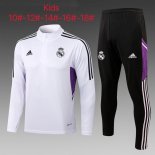 Enfant Survetement Training Real Madrid 2023 Blanc Noir Pas Cher