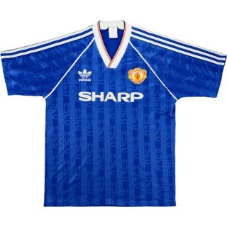 Thailande Maillot De Foot Manchester United Third Retro 1988 1990 Bleu Pas Cher