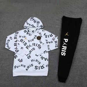 Sweat Shirt Capuche PSG 2021-2022 Blanc Noir Pas Cher