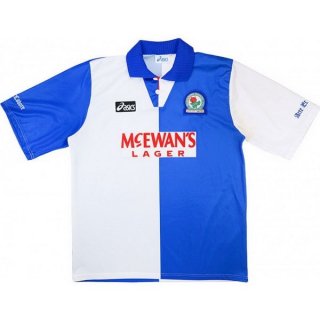 Thailande Maillot De Foot Blackburn Rovers Domicile Retro 1994 1995 Blanc Bleu Pas Cher