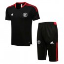 Maillot De Foot Entrainement Manchester United Ensemble Complet 2022 Noir Rouge Pas Cher