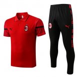 Polo AC Milan Ensemble Complet 2022-2023 Rouge Pas Cher