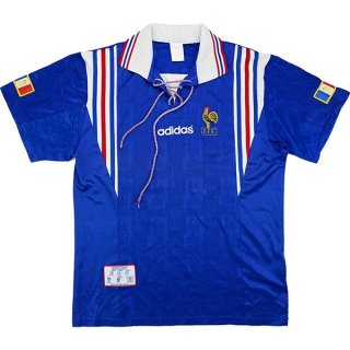 Thailande Maillot De Foot France Domicile Retro 1996 Bleu Pas Cher