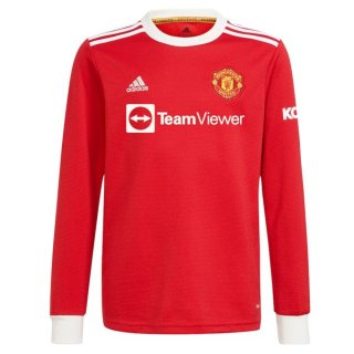 Thailande Maillot De Foot Manchester United Domicile ML 2021-2022 Rouge Pas Cher