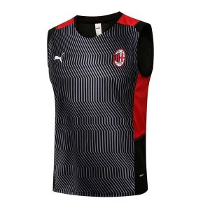 Maillot De Foot AC Milan Sans Manches 2022 Noir Rouge Pas Cher