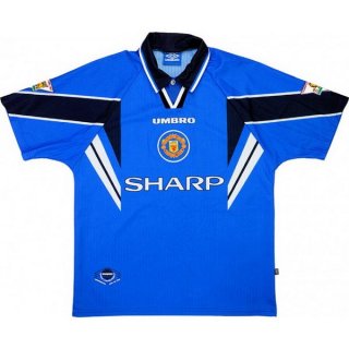 Thailande Maillot De Foot Manchester United Exterieur Retro 1997 1998 Bleu Pas Cher