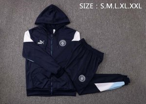 Sweat Shirt Capuche Manchester City 2022 Noir Bleu Pas Cher