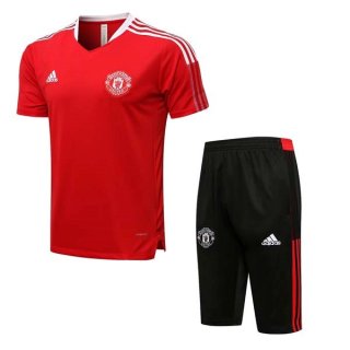 Maillot De Foot Entrainement Manchester United Ensemble Complet 2022 Rouge Noir Pas Cher