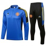 Survetement Training Manchester United 2022 Bleu Noir Pas Cher