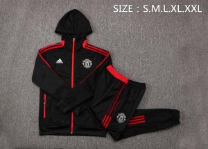 Sweat Shirt Capuche Manchester United 2022 Noir Rouge Pas Cher