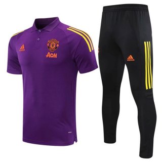 Polo Manchester United Ensemble Complet 2021-2022 Purpura Noir Pas Cher