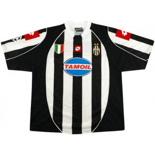 Thailande Maillot De Foot Juventus Domicile Retro 2002 2003 Noir Blanc Pas Cher